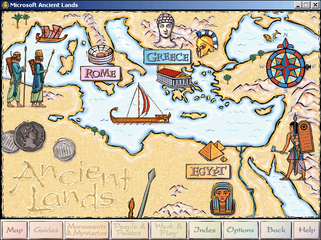 Microsoft Ancient Lands Map Screen (1994)